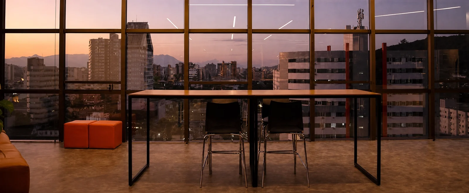 Vista de Joinville ao crepúsculo
